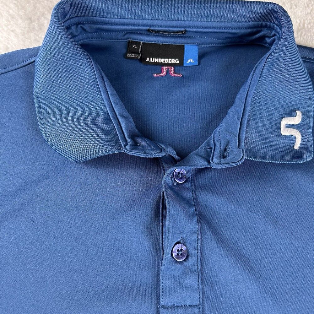 J Lindeberg Mens Golf Polo Shirt Reg Fit Blue Size XL